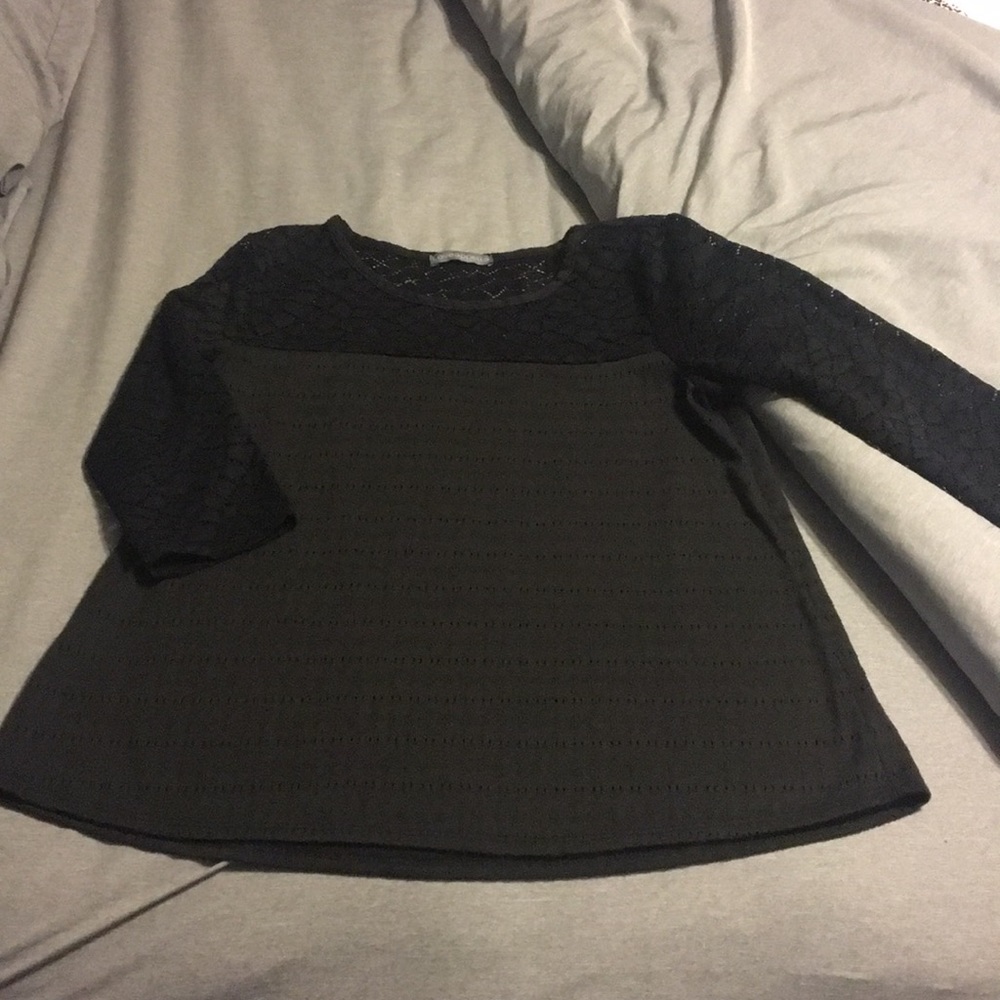 Loveappella Pana Pointelle & Lace Knit Top
